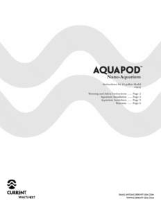 Aquapod™ Nano-Aquarium Instructions for 24 gallon Model #7051 Warning and Safety Instructions