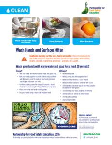 Wash Hands with Soap and Water Clean Surfaces  Rinse Produce