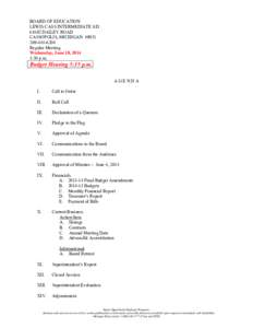 BOARD OF EDUCATION LEWIS CASS INTERMEDIATE S/D[removed]DAILEY ROAD CASSOPOLIS, MICHIGAN[removed]6204 Regular Meeting