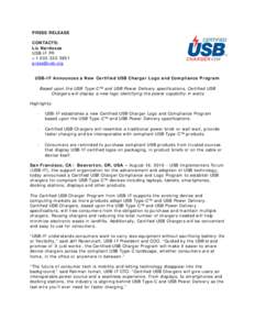 Microsoft Word - Certified USB Charger Logo and Compliance Program Announcement_USB-IF_August 2016_FINAL.docx