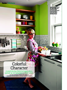 home | kitchens Apple-green walls set off white lacquered cabinetry in the renovated kitchen of Leslie Huntley’s