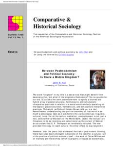 Summer 1996 Newsletter, Comparative & Historical Sociology