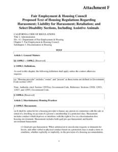 Microsoft Word - Proposed Text of Housing Regulations Regarding Harassment; Liability for Harassment; Retaliation; and Select D