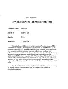 Environmental Chemistry Methods: Alachlor; [removed]