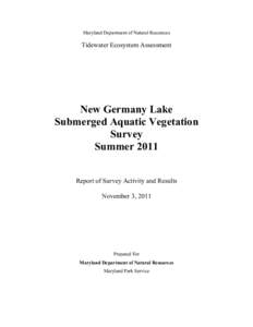 Maryland Department of Natural Resources  Tidewater Ecosystem Assessment New Germany Lake Submerged Aquatic Vegetation