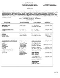 STATE OF ALASKA DEPARTMENT OF PUBLIC SAFETY DIVISION OF STATEWIDE SERVICES Bill Walker, GOVERNOR Gary Folger, COMMISSIONER