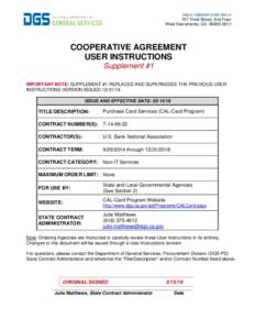 PROCUREMENT DIVISION 707 Third Street, 2nd Floor West Sacramento, CACOOPERATIVE AGREEMENT USER INSTRUCTIONS