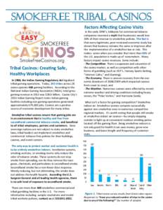 Smokefree Tribal Casinos Factors Affecting Casino Visits Tribal Casinos: Creating Safe, Healthy Workplaces In 1988, the Indian Gaming Regulatory Act legalized