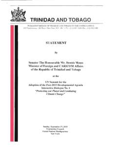 TRINIDAD AND TOBAGO   no PERMANENT MISSION OF TRINIDAD AND TOBAGO TO T HE UNITED . S