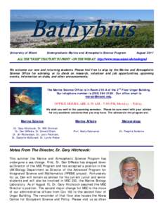 Bathybius University of Miami Undergraduate Marine and Atmospheric Science Program  August 2011