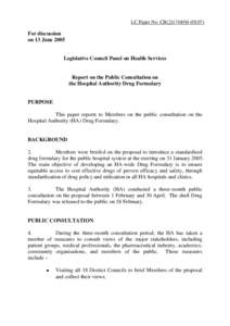 LC Paper No. CB[removed])  For discussion on 13 June[removed]Legislative Council Panel on Health Services