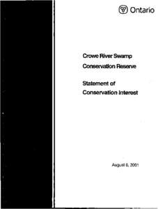 ® Ontario . Crowe River Swamp Conservation Reserve Statement of