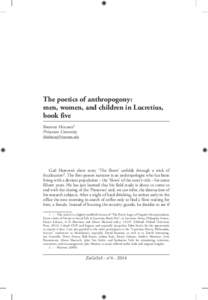 The poetics of anthropogony: men, women, and children in Lucretius, book five Brooke Holmes1 Princeton University