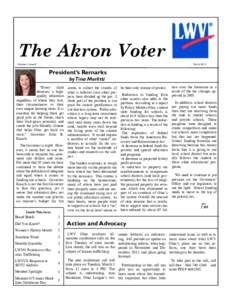 The Akron Voter Volume 5, Issue 8 MarchPresident’s Remarks