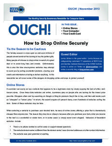 OUCH! | November[removed]IN THIS ISSUE.. •	 Online Stores •	 Your Computer •	 Your Credit Card
