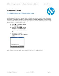 HP Prime Technology Corner 25  The Practice of Statistics for the AP Exam, 5e Section 11-1, P. 681