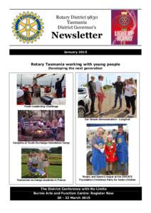 Rotary District 9830 Tasmania District Governor’s Newsletter January 2015