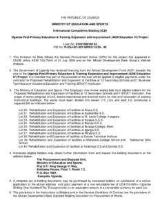 Auction theory / Auctioneering / Manufacturing / Procurement / Purchasing / Supply chain management / Mityana / First-price sealed-bid auction / Iganga / Business / Geography of Uganda / Geography of Africa