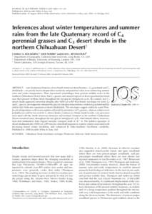 JOURNAL OF QUATERNARY SCIENCE–161 Published in 2006 by John Wiley & Sons, Ltd. Published online 30 August 2006 in Wiley InterScience (www.interscience.wiley.com). DOI: jqs.1023 Inferences about