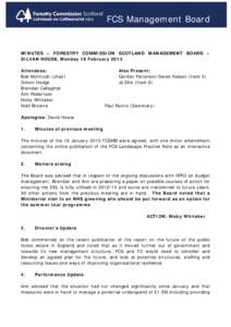 MINUTES – FORESTRY COMMISSION SCOTLAND MANAGEMENT BOARD – SILVAN HOUSE, Monday 18 February 2013