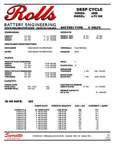 DEEP CYCLE SERIES: MODEL: WWW.ROLLSBATTERY.COM