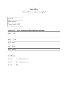 Caterpillars  Fifth Grade Performance Event Scoring Guide    Item#:  1  GLE(s):  IN.1.B.5d  Process Standard:  1.3 