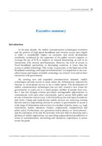 EXECUTIVE SUMMARY – 11  Executive summary Introduction In the past decade, the mobile communication technologies revolution