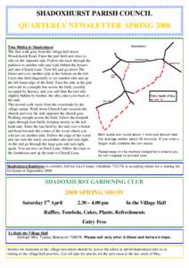 SHADOXHURST PARISH COUNCIL  QUARTERLY NEWSLETTER SPRING 2008