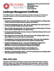 Rutgers Office Of Continuing Professional Education 102 Ryders Lane New Brunswick, NJ[removed]9271 www.cpe.rutgers.edu