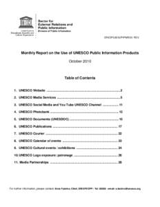 Monthly report on the use of UNESCO public information products, October 2010; 2010