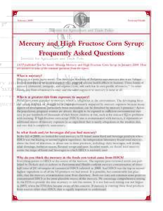 FebruaryFood and Health Mercury and High Fructose Corn Syrup: Frequently Asked Questions