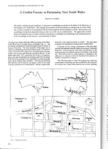 AUSTRALASIAN HISTORICAL ARCHAEOLOGY, I 6, 1998  A Cordial Factory at Parramatta,New SouthWales MARTIN CARNEY  The author a Sydneybasedconsultsnt, re-interprets an assemblageexcqvatedat the Babes in the Woodsite at