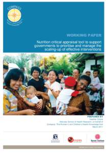 Compass: Women’s and Children’s Health Knowledge Hub  WORKING PAPER Nutrition critical appraisal tool to support governments to prioritise and manage the scaling-up of effective interventions