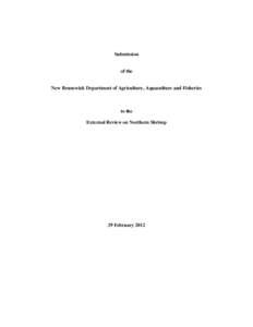 Submission  of the New Brunswick Department of Agriculture, Aquaculture and Fisheries