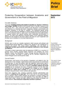 Policy Brief Fostering Cooperation between Academia and Government in the Field of Migration  September