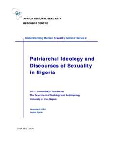 Patriarchal Ideology and Discourses of Sexuality 
in Nigeria