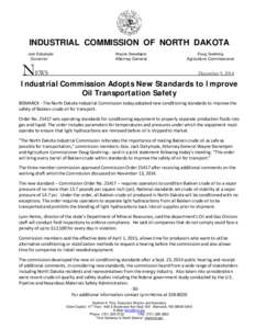 INDUSTRIAL COMMISSION OF NORTH DAKOTA Jack Dalrymple Governor  NEWS