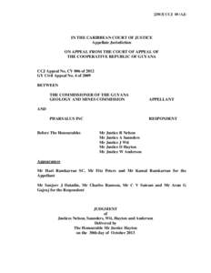 Commissioner of the Guyana Geology and Mines Commission v. Pharsalus Inc, Judgment, [2013] CCJ 10 (A.J.) (CCJ, Oct. 30, 2013)