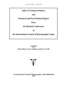 ELECTRONIC VERSION  Index of Technical Matters and Technical and Non-Technical Papers from