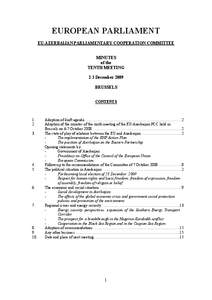 EUROPEAN PARLIAMENT EU-AZERBAIJAN PARLIAMENTARY COOPERATION COMMITTEE MINUTES of the TENTH MEETING 2-3 December 2009