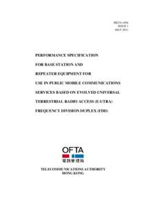 HKTA 1056 ISSUE 1 MAY 2011 PERFORMANCE SPECIFICATION FOR BASE STATION AND