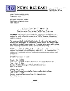 FOR IMMEDIATE RELEASE September 6, 2002 For further information, contact John Garnett or Carolyn Stafford[removed]