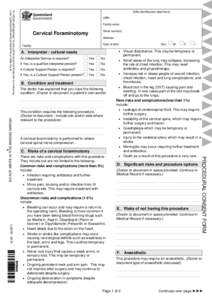 Cervical Foraminotomy Procedural Consent and Patient Information Sheet | Informed Consent