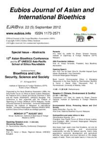 Eubios Journal of Asian and International Bioethics EJAIB Vol[removed]September 2012 www.eubios.info  ISSN[removed]