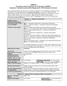 SAMPLE Purchase Order Request for Proposals (PORFP) Assistive Telecommunications Equipment (ATE) Master Contract Note: Agencies should use this form to request “proposals” from ATE Master Contractors that the agency 