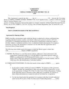 AGREEMENT BETWEEN CHINLE UNIFIED SCHOOL DISTRICT NO. 24 AND (_________________________________________________________________________) This Agreement is entered into this _____ day of ________________, 20__, between the