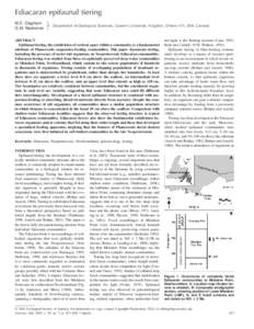 Ediacaran epifaunal tiering M.E. Clapham   G.M. Narbonne   Department of Geological Sciences, Queen’s University, Kingston, Ontario K7L 3N6, Canada