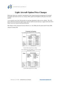 Light Aircraft Option Price Changes