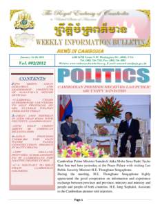 News in Cambodia January 16-20, 2012 Vol[removed]16TH Street N.W, Washington DC, 20011, USA