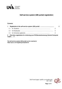 Self-service system (QIS portal) registration  Contents 1  Registration in the self-service system (QIS portal) ….....................................